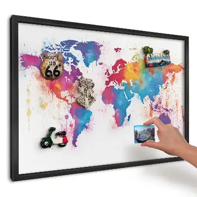 Magnetická kuchyňská tabule Akvarelová mapa světa