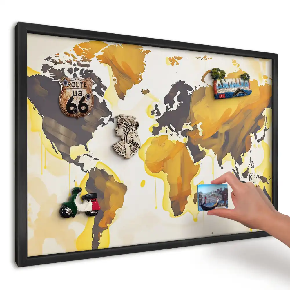 Magnetická tabule Žlutá abstraktní mapa