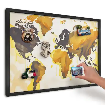 Magnetická tabule Žlutá abstraktní mapa