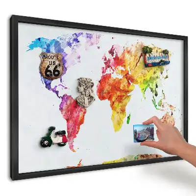 Magnetická tabule Barevná akvarelová mapa