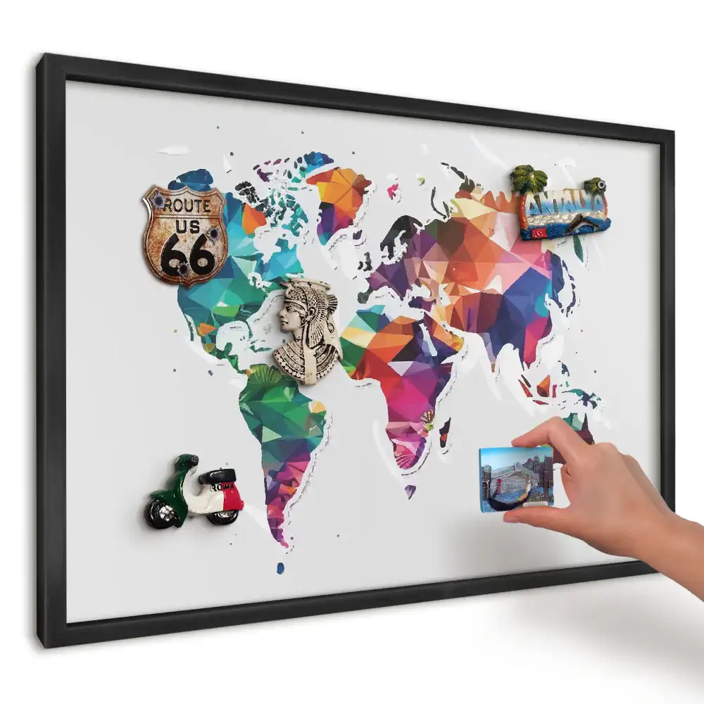 Magnetická tabule do kuchyně Geometrická mapa světa