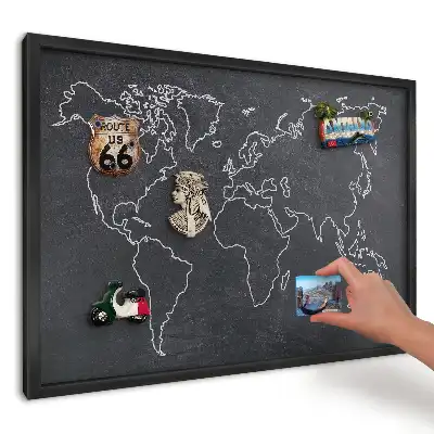 Magnetická tabule Mapa světa na tmavém pozadí