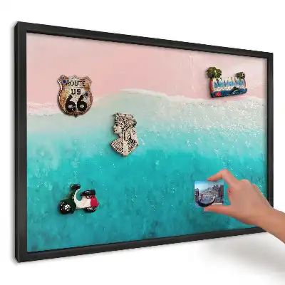 Magnetická tabule do kuchyně v barvě růžového písku a tyrkysové