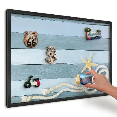 Magnetická tabule do kuchyně Mušle na modrých deskách