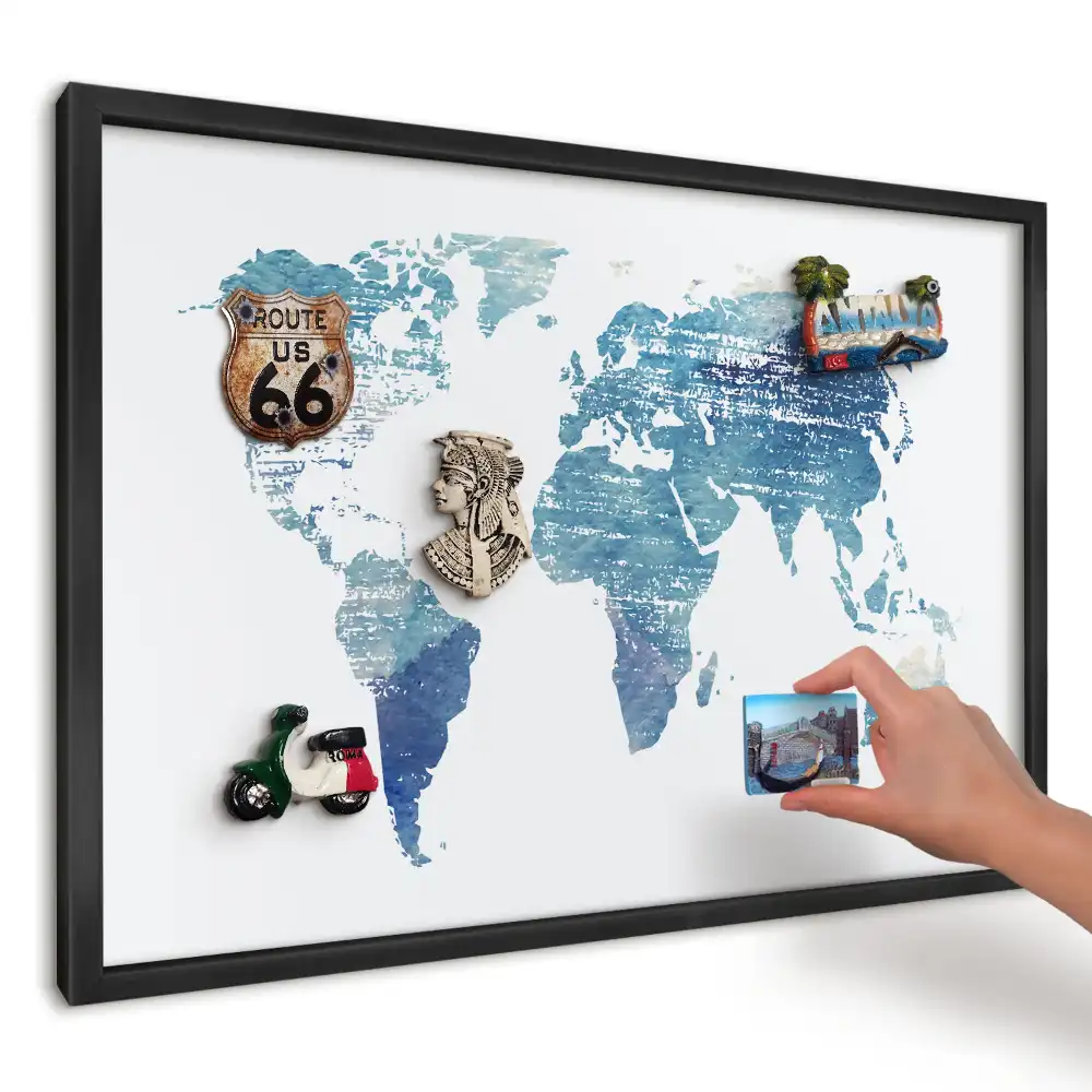 Magnetická tabule Modrá akvarelová mapa