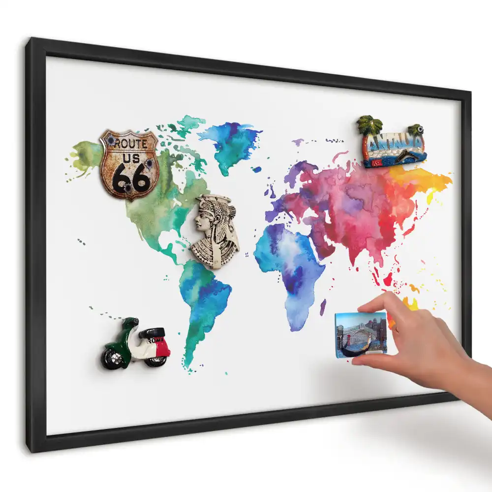 Magnetická tabule do kuchyně Barevná akvarelová mapa