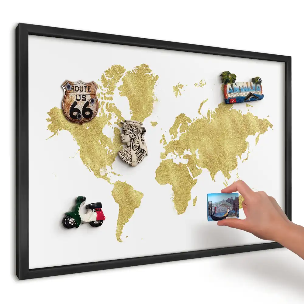 Magnetická tabule do kuchyně Žlutá mapa na bílém