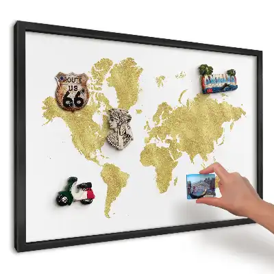 Magnetická tabule do kuchyně Žlutá mapa na bílém