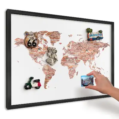 Magnetická tabule do kuchyně Cihlový svět na bílém