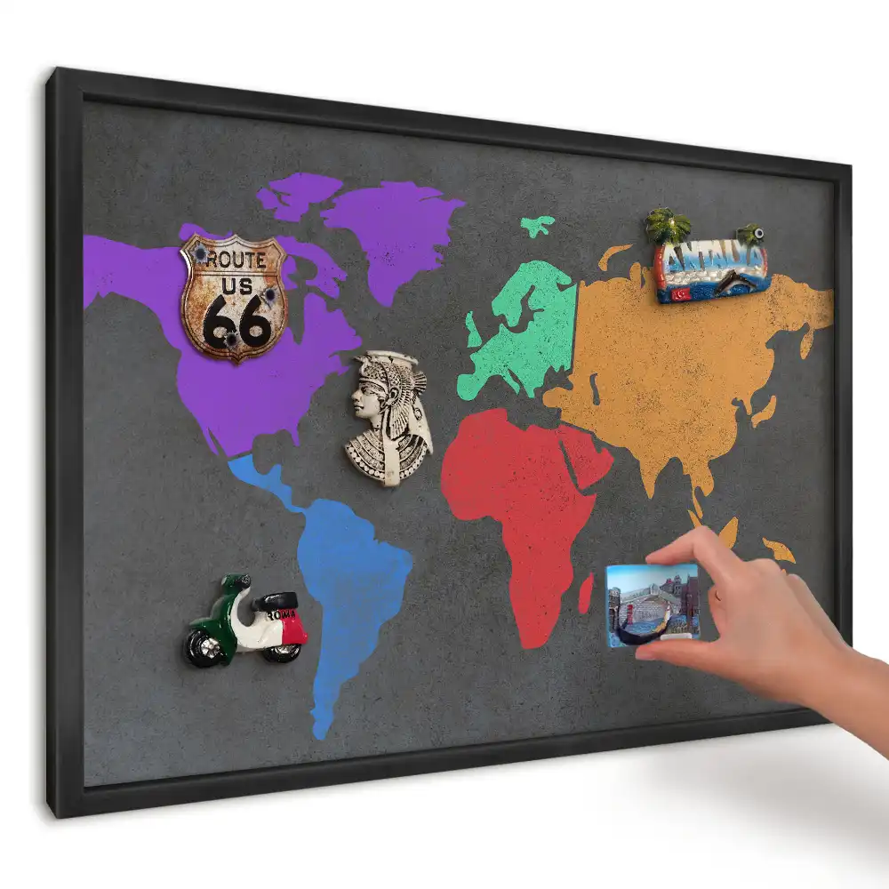 Magnetická tabule do kuchyně Barevná mapa na tmavém pozadí
