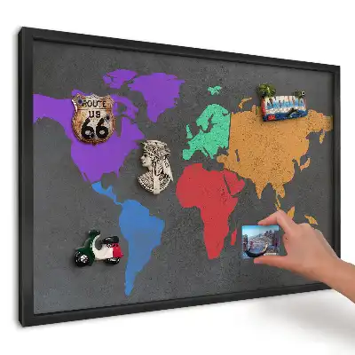 Magnetická tabule do kuchyně Barevná mapa na tmavém pozadí