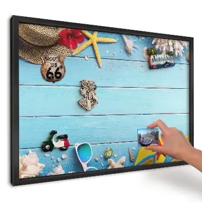 Magnetická tabule do kuchyně Mušle na modrých deskách