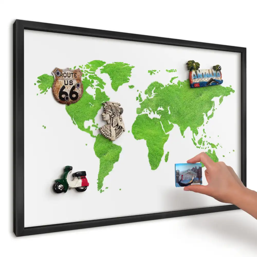 Magnetická tabule Zelená mapa na bílém