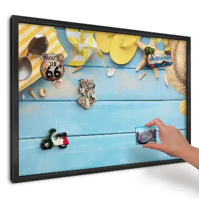 Magnetická tabule Letní scéna z modrého dřeva