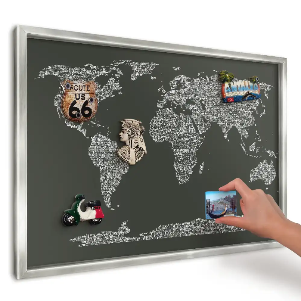 Magnetická nástěnná tabule Typografická mapa světa