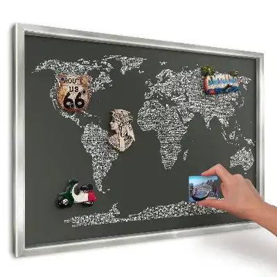 Magnetická nástěnná tabule Typografická mapa světa
