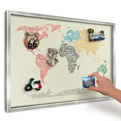 Magnetická tabule Mapa světa z písmen