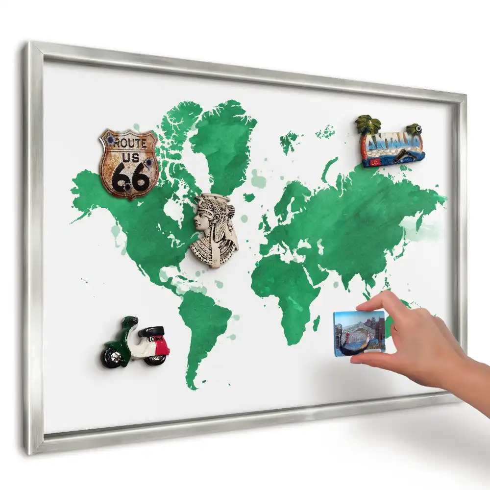 Magnetická tabule na zeď Zelená akvarelová mapa