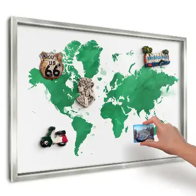 Magnetická tabule na zeď Zelená akvarelová mapa