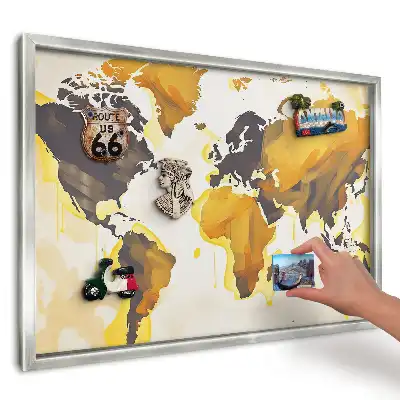 Magnetická nástěnná tabule Žlutá abstraktní mapa