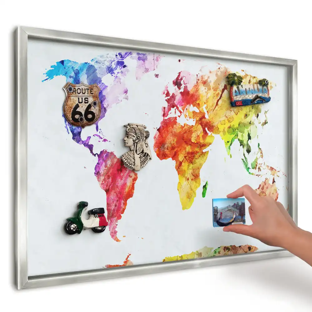 Magnetická nástěnná tabule Barevná akvarelová mapa