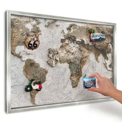 Magnetická nástěnná tabule reliéfní mapa Země