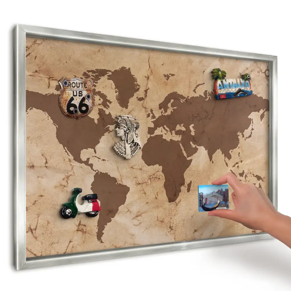 Magnetická nástěnná tabule mapa v béžovém a hnědém provedení