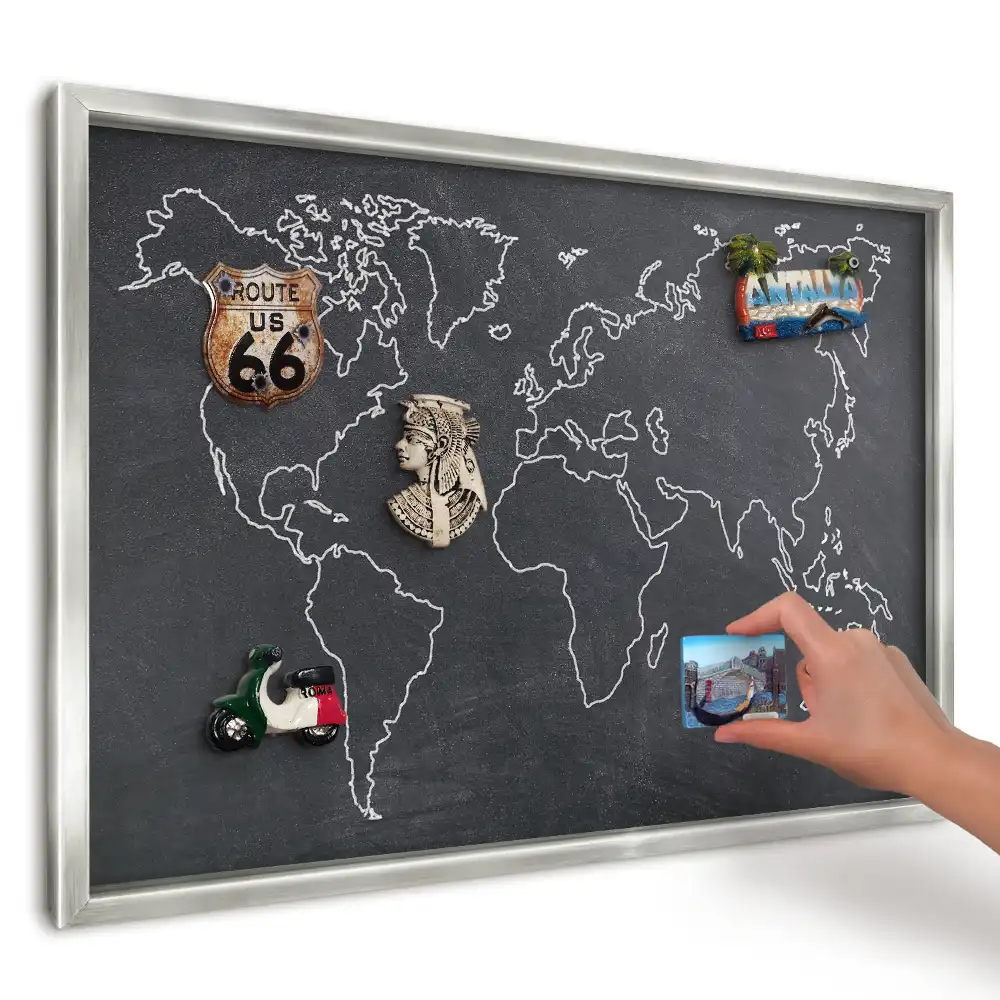Magnetická nástěnná tabule Mapa světa na tmavém podkladu