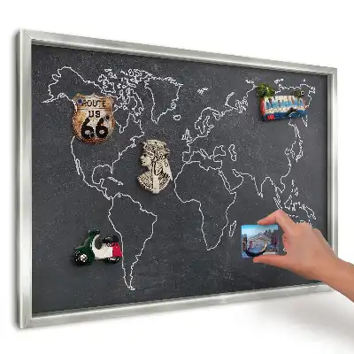 Magnetická nástěnná tabule Mapa světa na tmavém podkladu