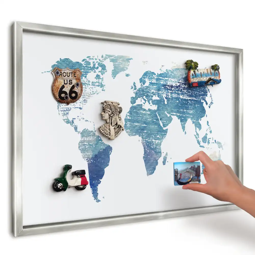 Magnetická nástěnná tabule Modrá akvarelová mapa