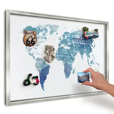 Magnetická nástěnná tabule Modrá akvarelová mapa