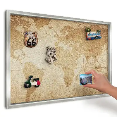 Nástěnná magnetická tabule Stylová béžová mapa