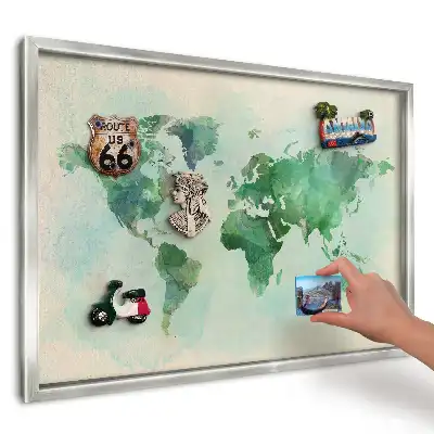 Magnetická tabule Zelená akvarelová mapa