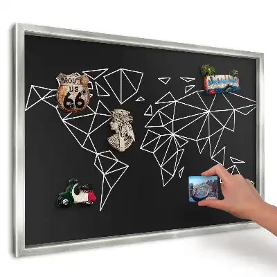 Geometrická nástěnná magnetická tabule s mapou
