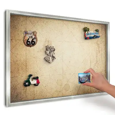 Nástěnná magnetická tabule s motivem staré mapy v teplých tónech
