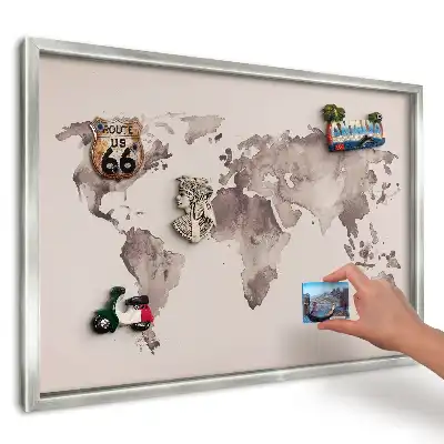 Magnetická tabule Hnědá mapa světa