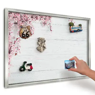 Magnetická tabule na zeď Třešňové větve na dřevě