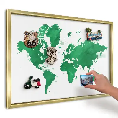 Magnetická tabule se zelenou akvarelovou mapou