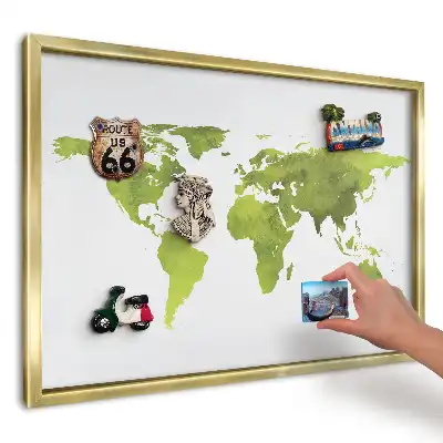 Magnetická nástěnka Akvarelová zelená mapa
