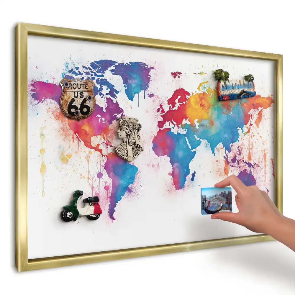 Magnetická nástěnka Akvarelová mapa světa