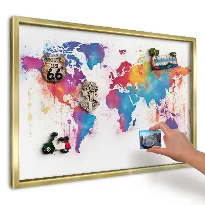 Magnetická nástěnka Akvarelová mapa světa