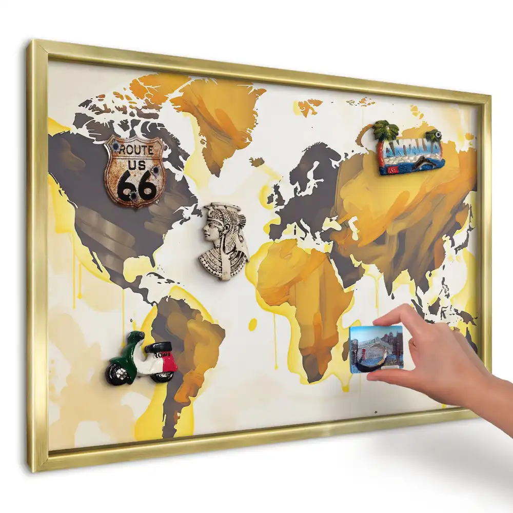 Magnetická tabule Žlutá abstraktní mapa