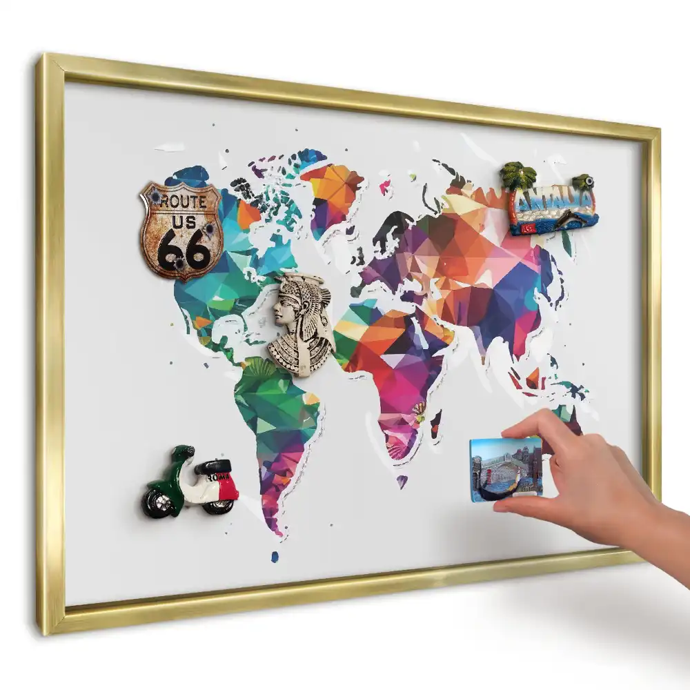 Nástěnka na magnety Geometrická mapa světa