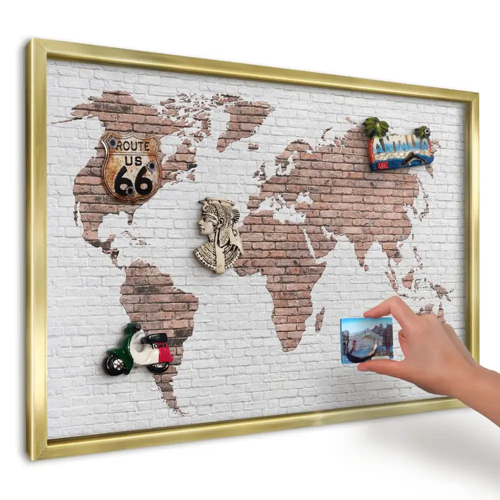 Magnetická nástěnka Mapa na cihlové zdi