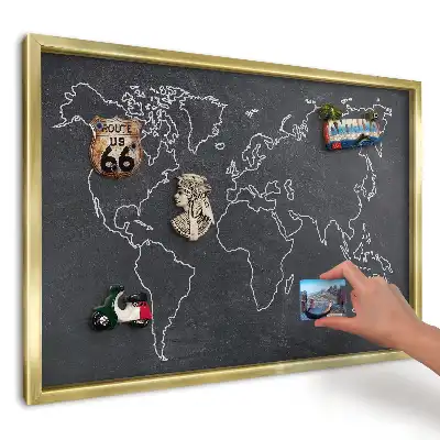 Magnetická tabule Mapa světa na tmavém podkladu