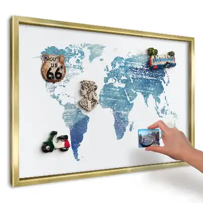 Magnetická tabule Modrá akvarelová mapa