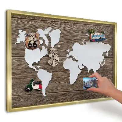 Magnetická tabule s motivem mapy na dřevěný kontrast
