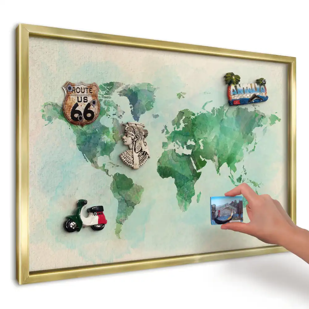 Magnetická nástěnka Zelená akvarelová mapa