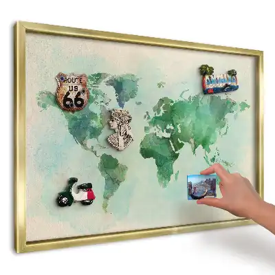 Magnetická nástěnka Zelená akvarelová mapa