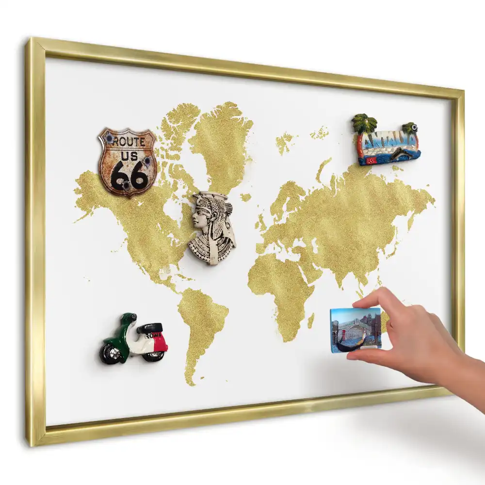 Magnetická nástěnka Žlutá mapa na bílém